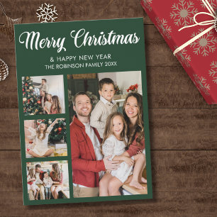 Modern Christmas family photo collage Invitation
