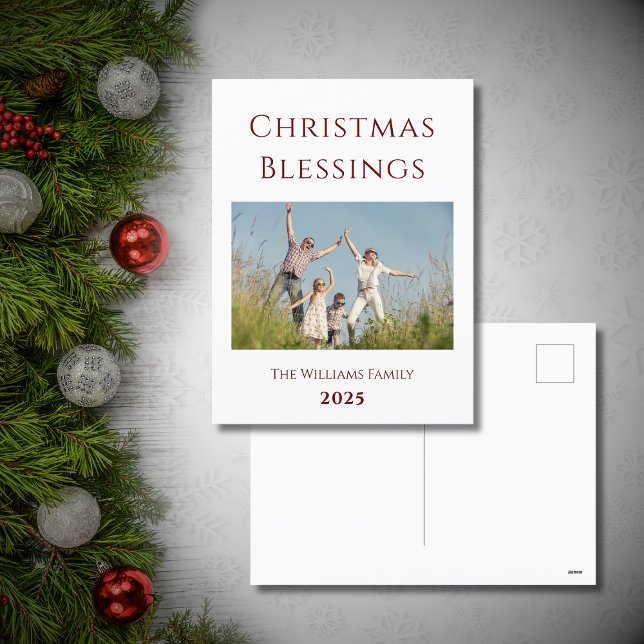 Modern Christmas Family Photo Holiday Postcard (Creator Uploaded)