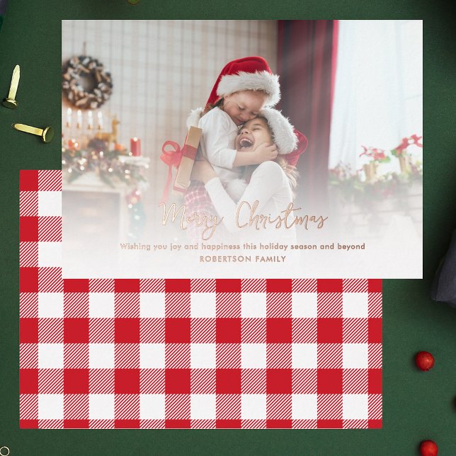 Modern Christmas Family Photo Script (Modern Christmas Family Photo Script Foil Holiday Card)