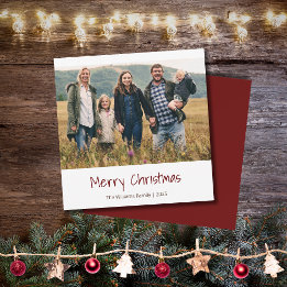 Modern Christmas Family Photo Simple Typography Holiday Card