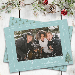 Modern Christmas Family Photo Trendy Script Holiday Card