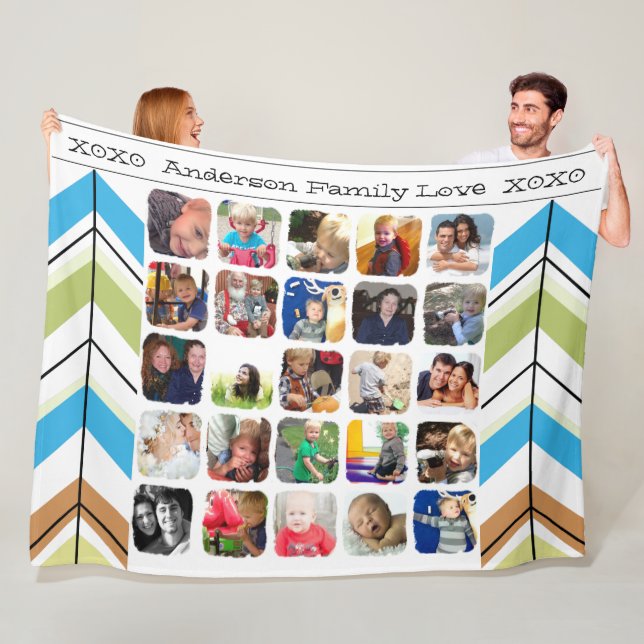Modern Christmas Family Photos Fleece Blanket (In Situ)