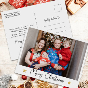 Modern Christmas Family Photos Holiday Postcard