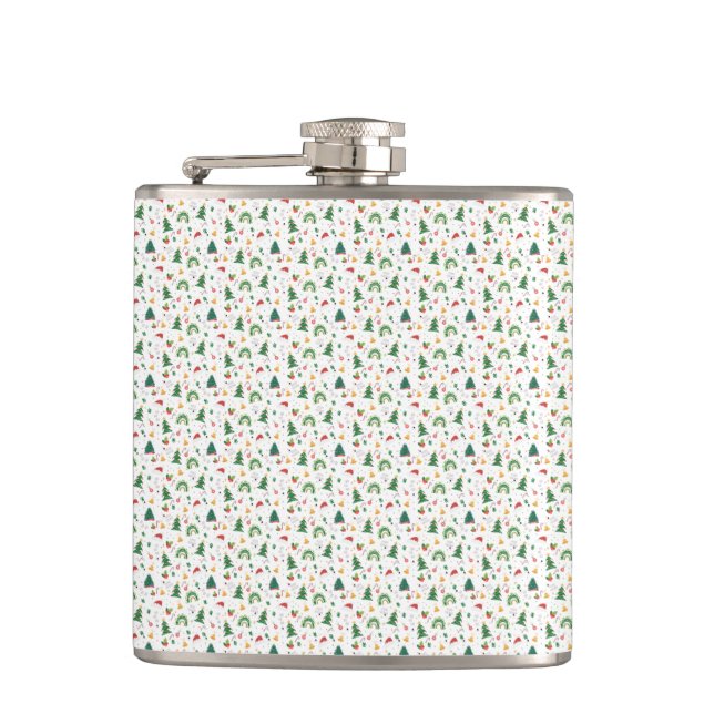 Modern Christmas Festive  Hip Flask (Front)