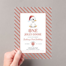 Modern Christmas First Birthday One Jolly Goose