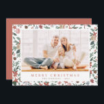 Modern Christmas Floral Foliage Botanical Pattern Holiday Card<br><div class="desc">Design is composed of modern floral flower greenery foliage botanical Pattern. Add custom family or pet photo. Add family name and year.</div>
