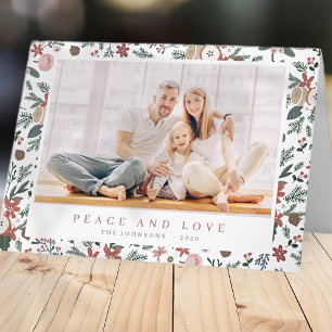 Modern Christmas Floral Foliage Botanical Pattern Holiday Card