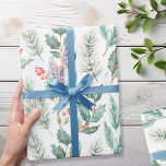 Modern Christmas Floral Watercolor Pattern Wrapping Paper<br><div class="desc">Christmas wrapping paper featuring modern watercolor boho style illustrations of winter holiday floral</div>