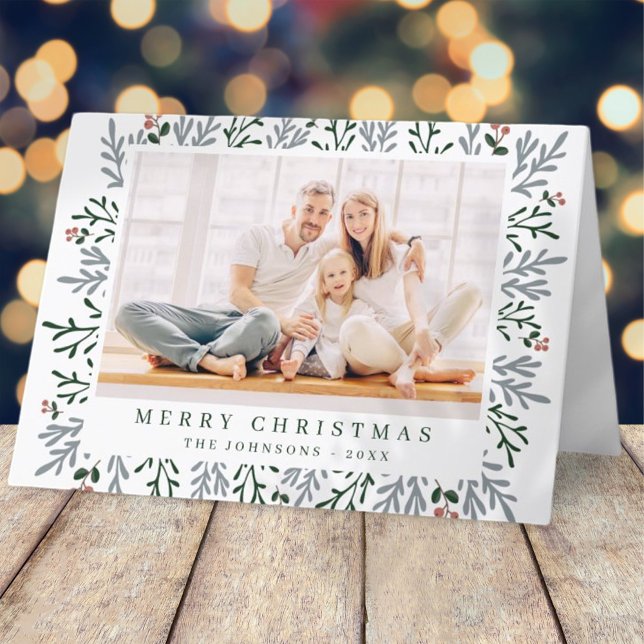 Modern Christmas Foliage and Berries Botanical Holiday Card (Creator Uploaded)