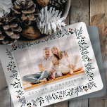 Modern Christmas Foliage and Berries Botanical Holiday Card<br><div class="desc">Design is composed of a simple design with a modern sans serif typography. Add a custom photo,  message,  family name and year.</div>