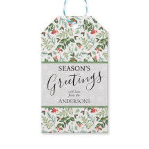 Modern Christmas Foliage SEASONS GREETINGS Script