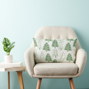 Modern Christmas Forest Olive green pattern Lumbar Cushion