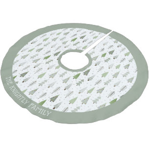 Modern Christmas Forest Trees Blue Green Name Brus Brushed Polyester Tree Skirt