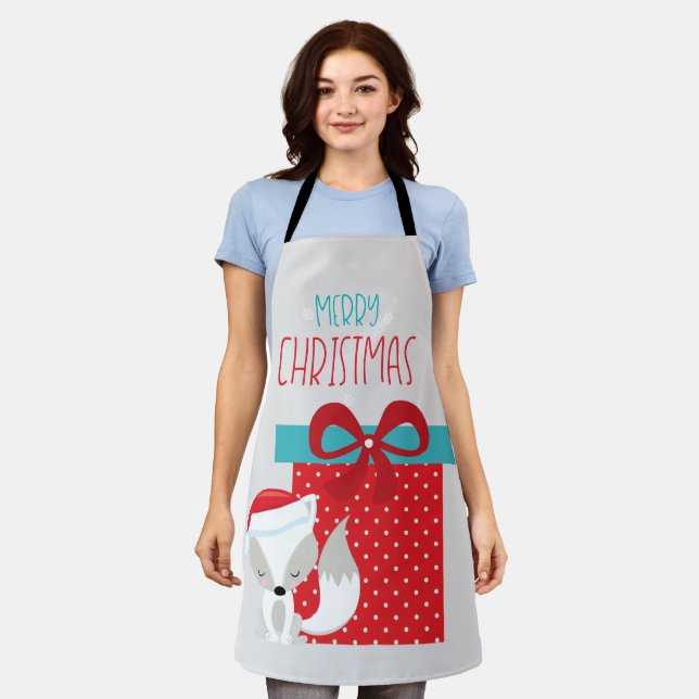 Modern Christmas Fox Apron (Worn)