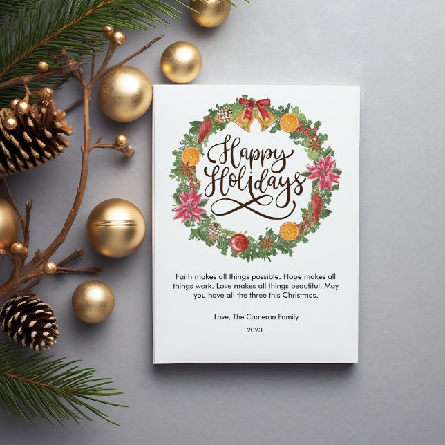 Modern Christmas Garland Flat  Holiday Card (Creator Uploaded)