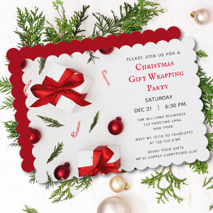 Modern Christmas Gift Wrapping Party Invitations