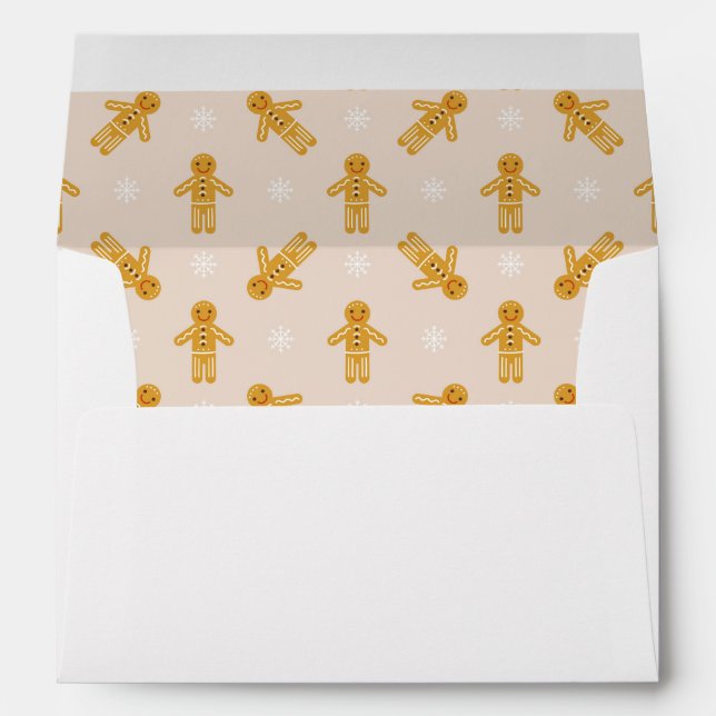 Modern Christmas Gingerbread Folk Envelope (Back (Bottom))