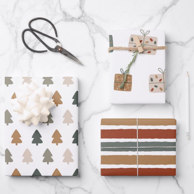 Modern | Christmas | Gold | Minimalistic Wrapping Paper Sheet (Front)