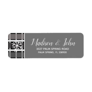 Modern Christmas Gray Plaid Snowflakes