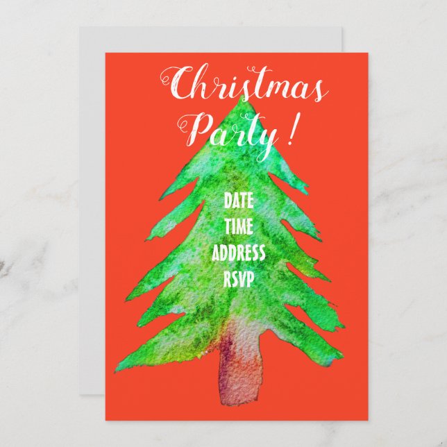 Modern Christmas green and red party Invitation (Front/Back)