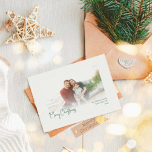 Modern Christmas Green Faded Photo Holiday Card