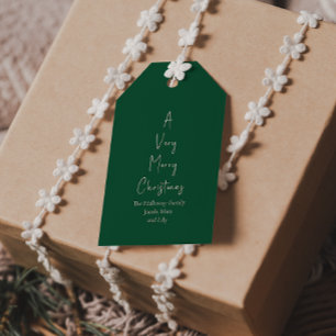 Modern Christmas Green Family Tree Gift Tags