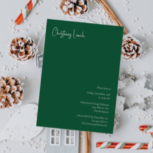 Modern Christmas Green Lunch Invitation