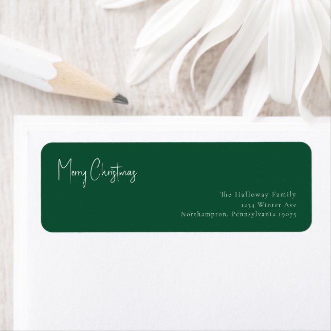 Modern Christmas | Green Return Address Envelope (Insitu)