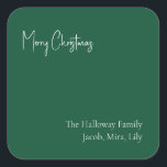 Modern Christmas Green Square Family Gift Sticker<br><div class="desc">This modern Christmas green square family gift sticker is perfect for your minimalist shabby chic boho green and white holiday greeting. The minimal whimsical handwritten calligraphy is delicate and rustic while staying classy and elegant. You will find that everything about this product is editable, so feel free to add pictures...</div>