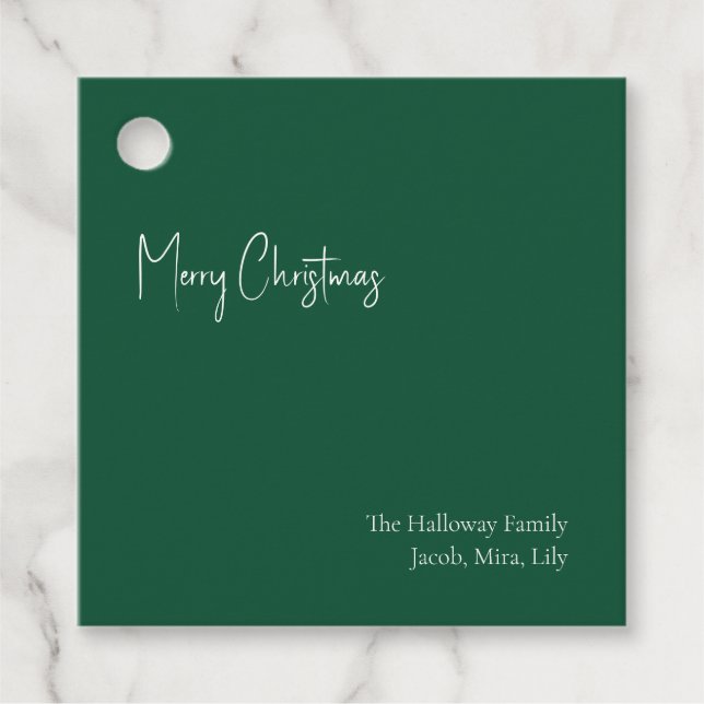 Modern Christmas | Green Square Family Gift Tag (Front)