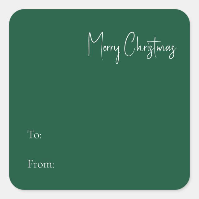 Modern Christmas | Green To From Square Sticker (Creator Uploaded)