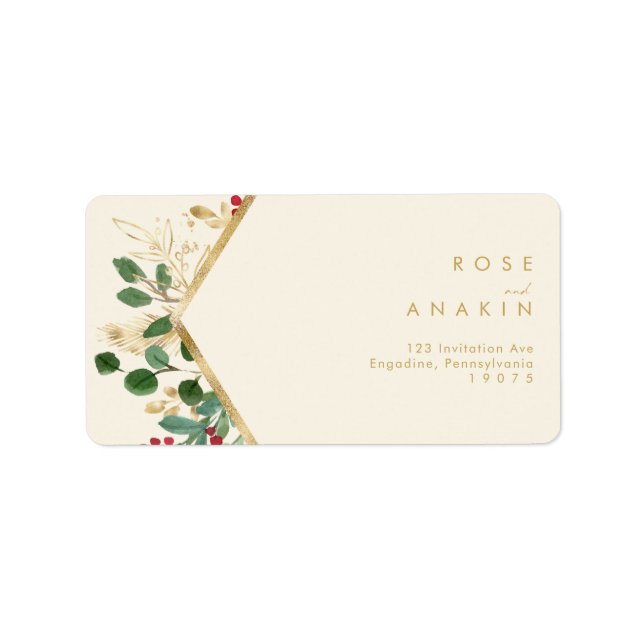 Modern Christmas Greenery | Cream RSVP Address Label (Front)