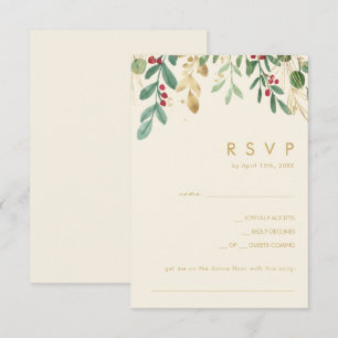 Modern Christmas Greenery Cream Song Request RSVP Card