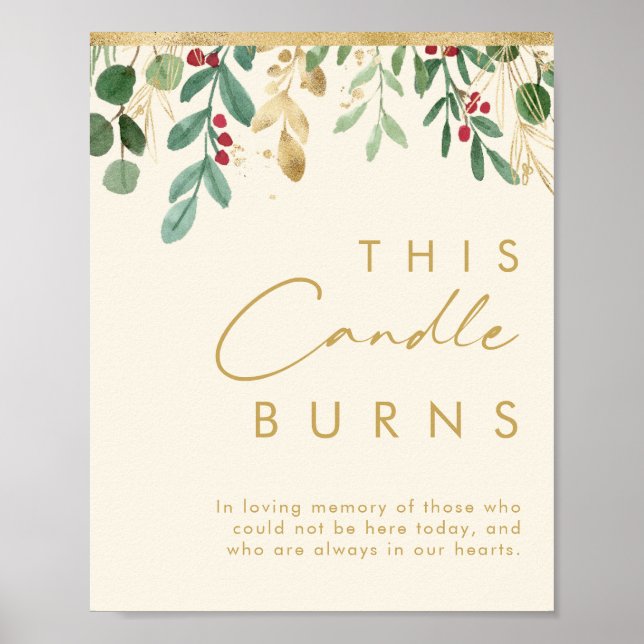 Modern Christmas Greenery Cream This Candle Burns Poster (Front)
