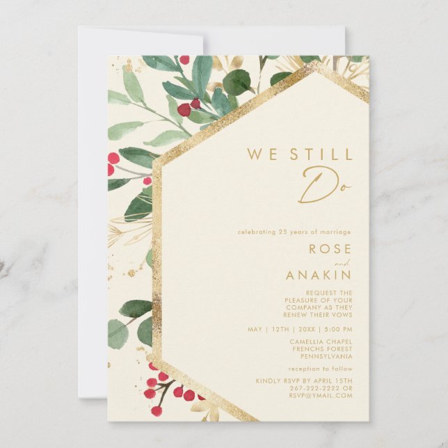 Modern Christmas Greenery | Cream We Still Do Invitation (Front)