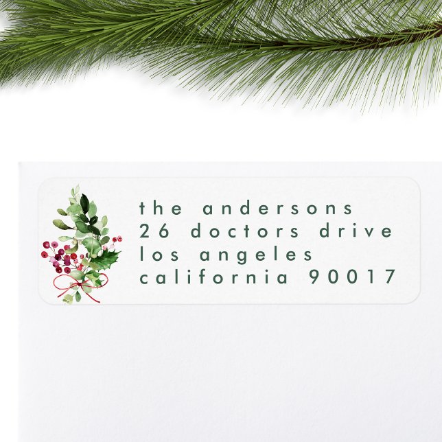 Modern Christmas Greenery Holiday Return Address (Creator Uploaded)
