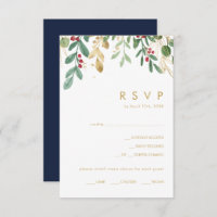 Modern Christmas Greenery | Navy Menu Choice RSVP