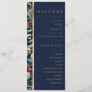 Modern Christmas Greenery   Navy Wedding Program Programme