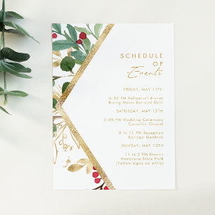 Modern Christmas Greenery Schedule of Events Enclosure Card