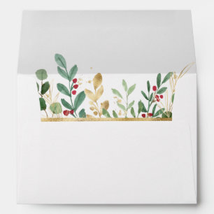 Modern Christmas Greenery   White Invitation Envelope
