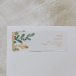 Modern Christmas Greenery | White Return Address<br><div class="desc">This modern Christmas greenery | white return address label is perfect for your simple boho winter wedding. Designed with geometric faux gold foil and minimalist botanical watercolor with touches of green eucalyptus and red winterberry. All on a classic white background. These elements give it a modern yet elegant feel sure...</div>