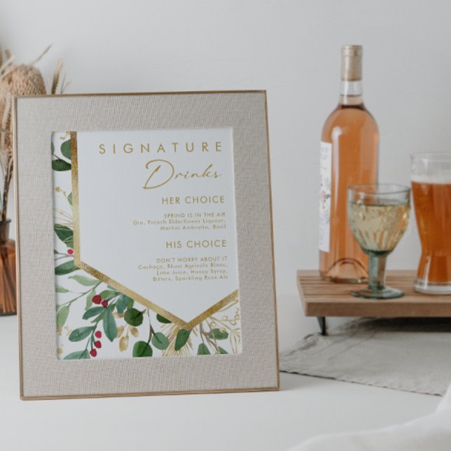 Modern Christmas Greenery | White Signature Drinks Poster (Creator Uploaded)