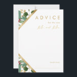Modern Christmas Greenery | White Wedding Advice Card<br><div class="desc">This modern Christmas greenery | white wedding advice card is perfect for your simple boho winter wedding. Designed with geometric faux gold foil and minimalist botanical watercolor with touches of green eucalyptus and red winterberry. All on a classic white background. These elements give it a modern yet elegant feel sure...</div>