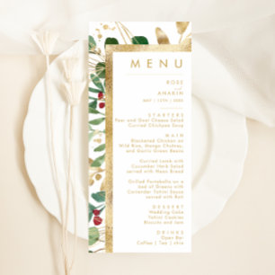 Modern Christmas Greenery   White Wedding Dinner Menu