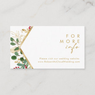 Modern Christmas Greenery   White Wedding Website Enclosure Card