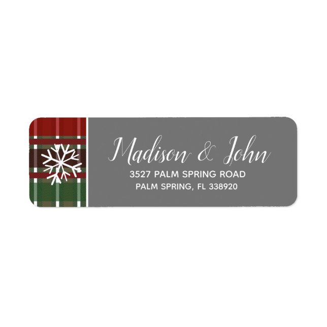 Modern Christmas Grey Plaid Snowflakes (Front)