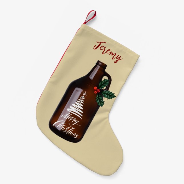 Modern Christmas Growler Beer Jug  Small Christmas Stocking (Front (Hanging))