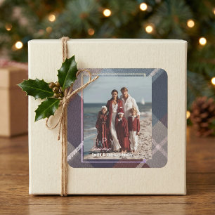 Modern Christmas Happy Holidays Family Photo  Square Sticker