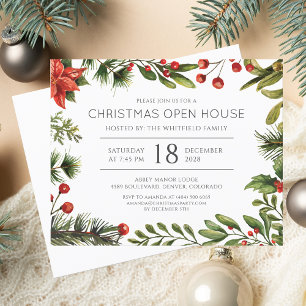 Modern Christmas Holiday Botanical Invitation Flyer