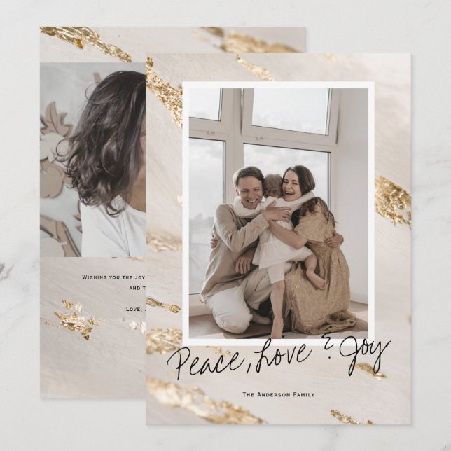 Modern Christmas Holiday greeting family photo Card (Front/Back)